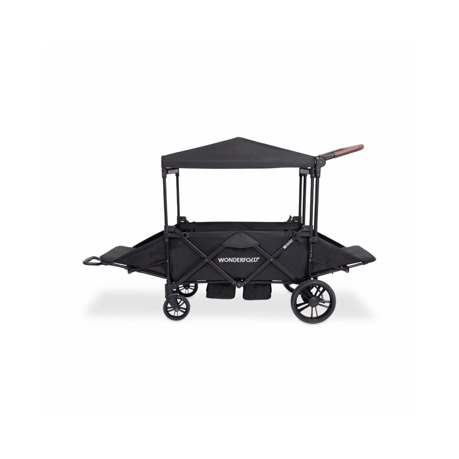 Wonderfold X2R Push & Pull Quad Stroller Wagon - Black - Image 12