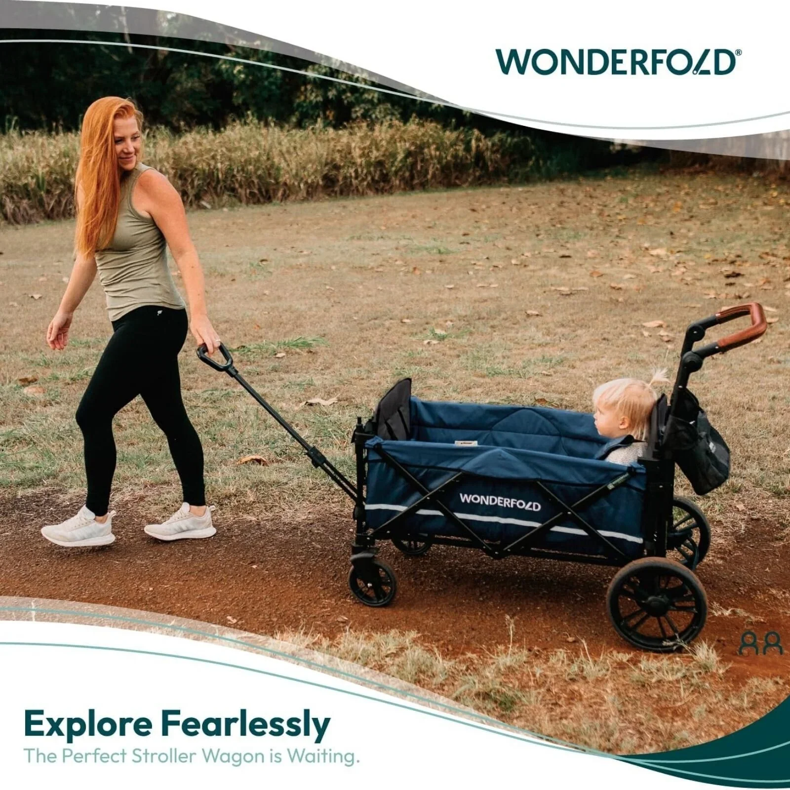 Wonderfold X2R Push & Pull Quad Stroller Wagon - Black - Image 17