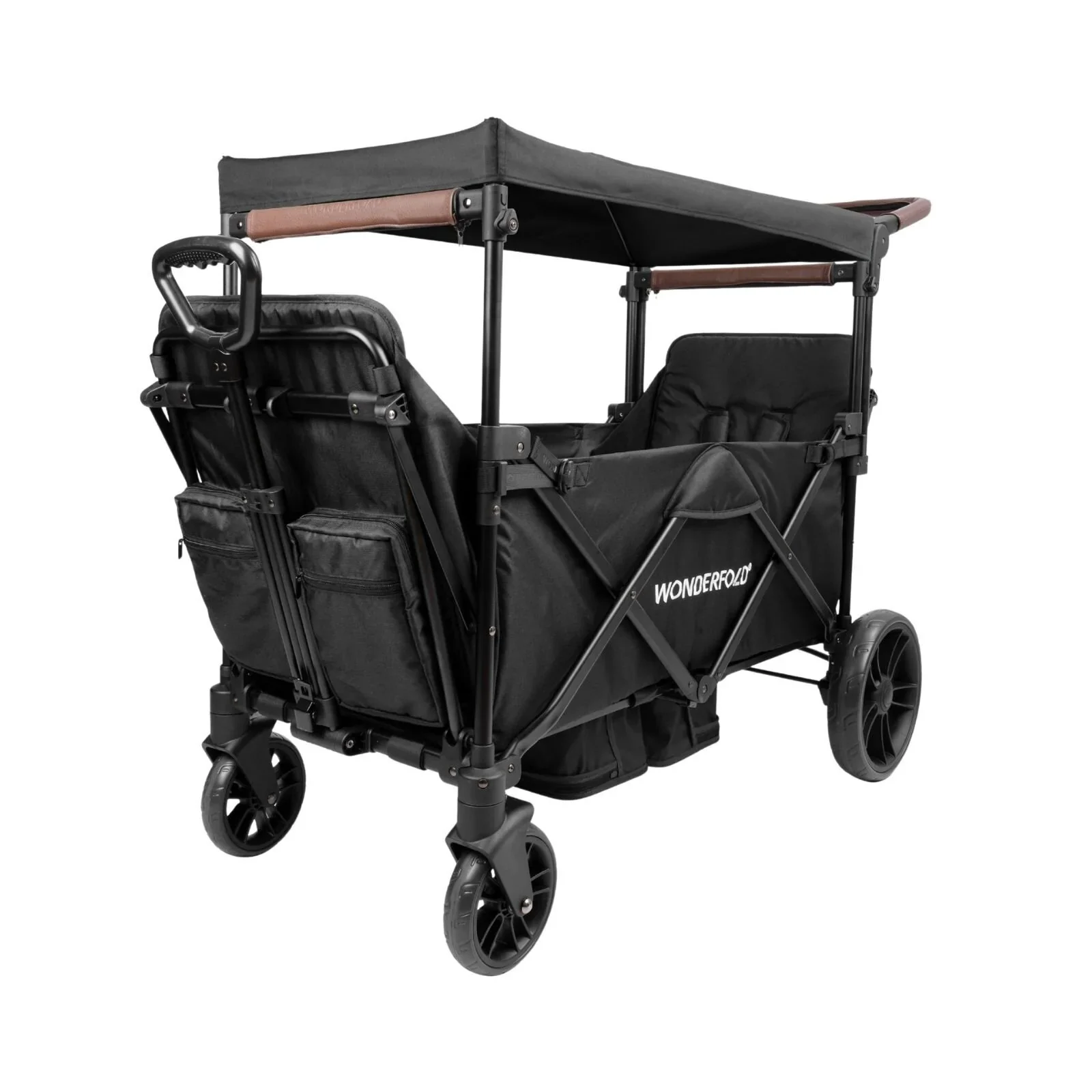 Wonderfold X2R Push & Pull Quad Stroller Wagon - Black - Image 2