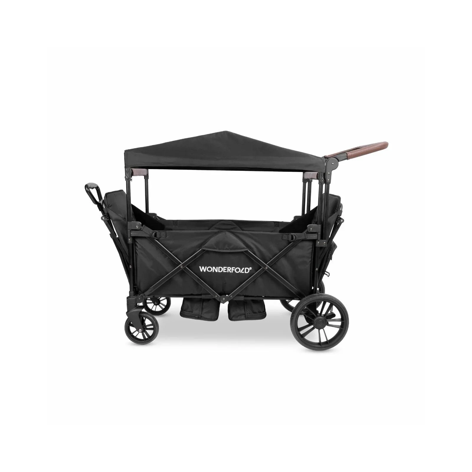Wonderfold X2R Push & Pull Quad Stroller Wagon - Black - Image 3