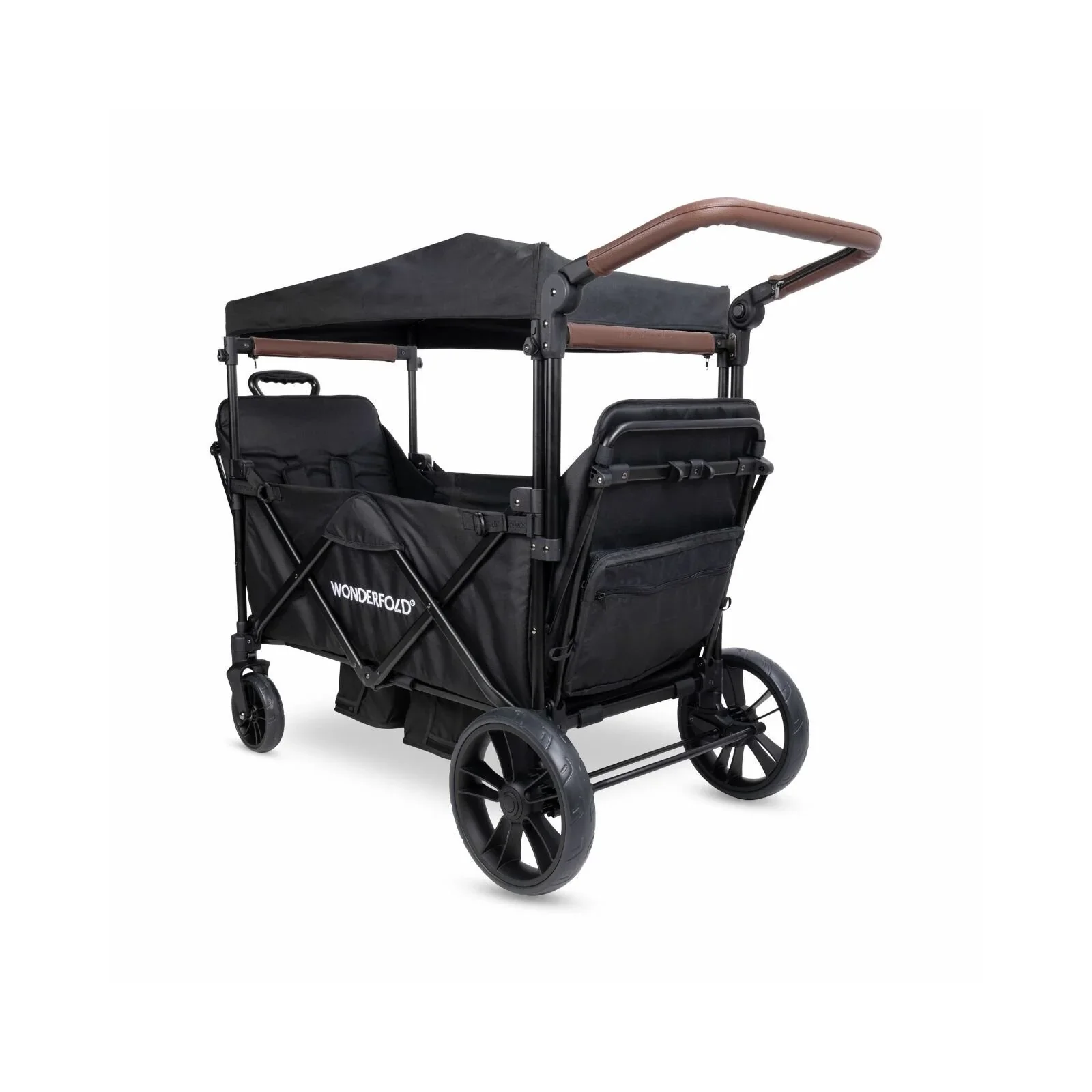 Wonderfold X2R Push & Pull Quad Stroller Wagon - Black - Image 5