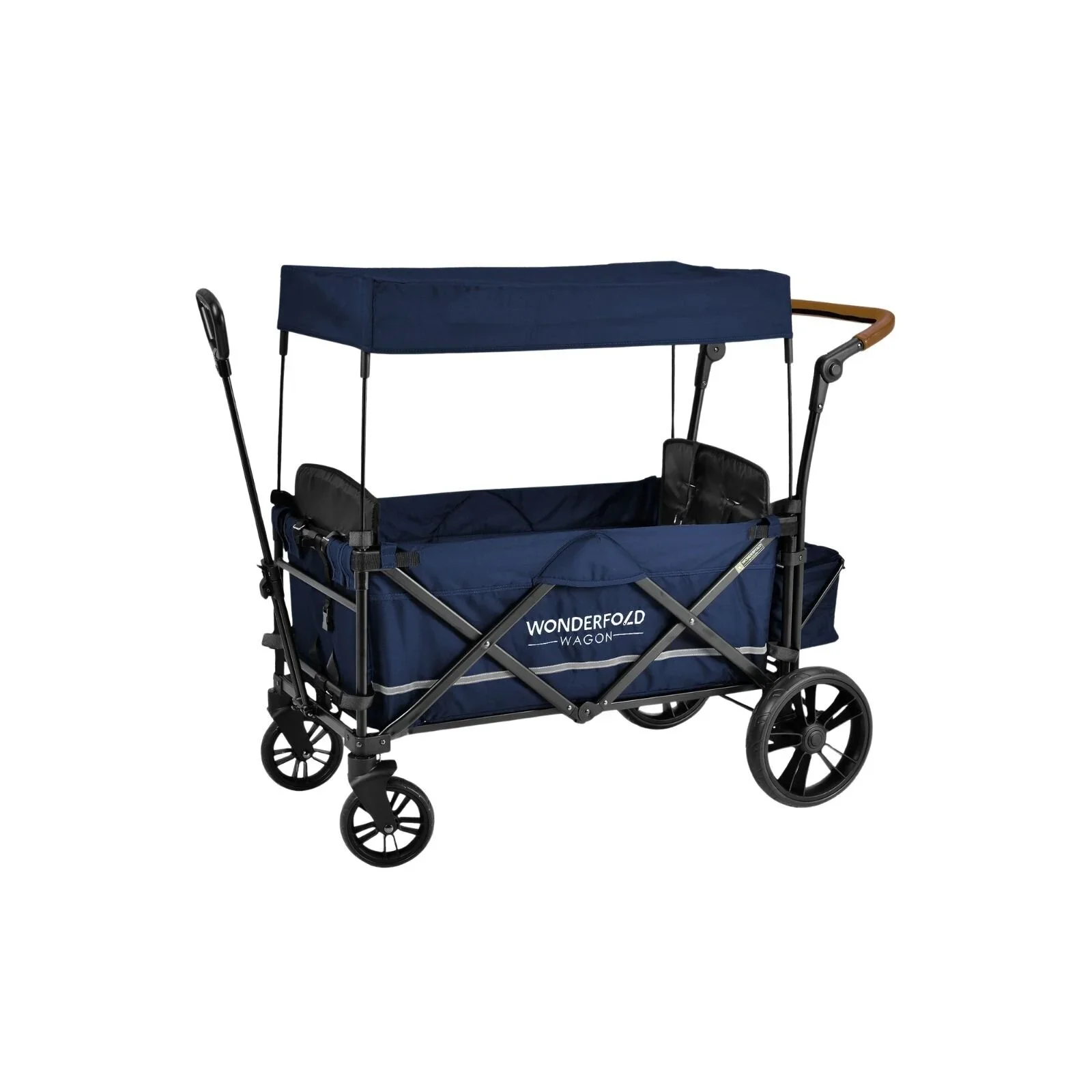 Wonderfold X4R Push and Pull Quad Stroller Wagon - Sapphire Navy - Image 2