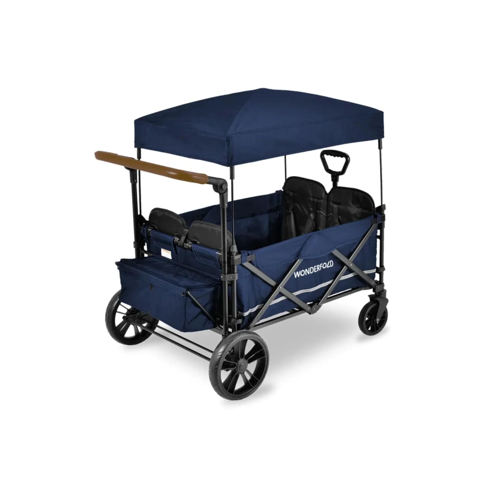 Wonderfold X4R Push and Pull Quad Stroller Wagon - Sapphire Navy - Image 5