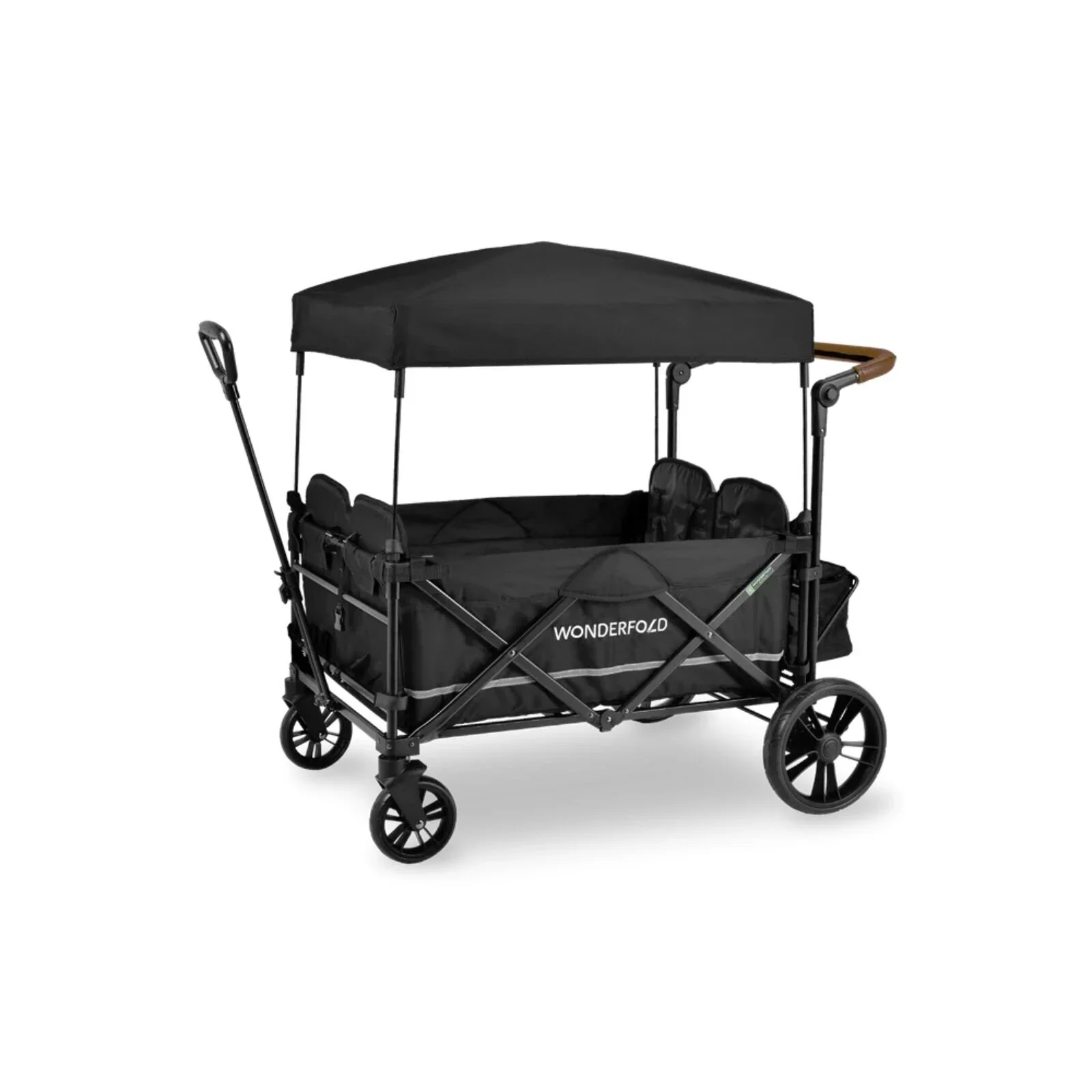 Wonderfold X4R Push and Pull Quad Stroller Wagon - Black - Image 2