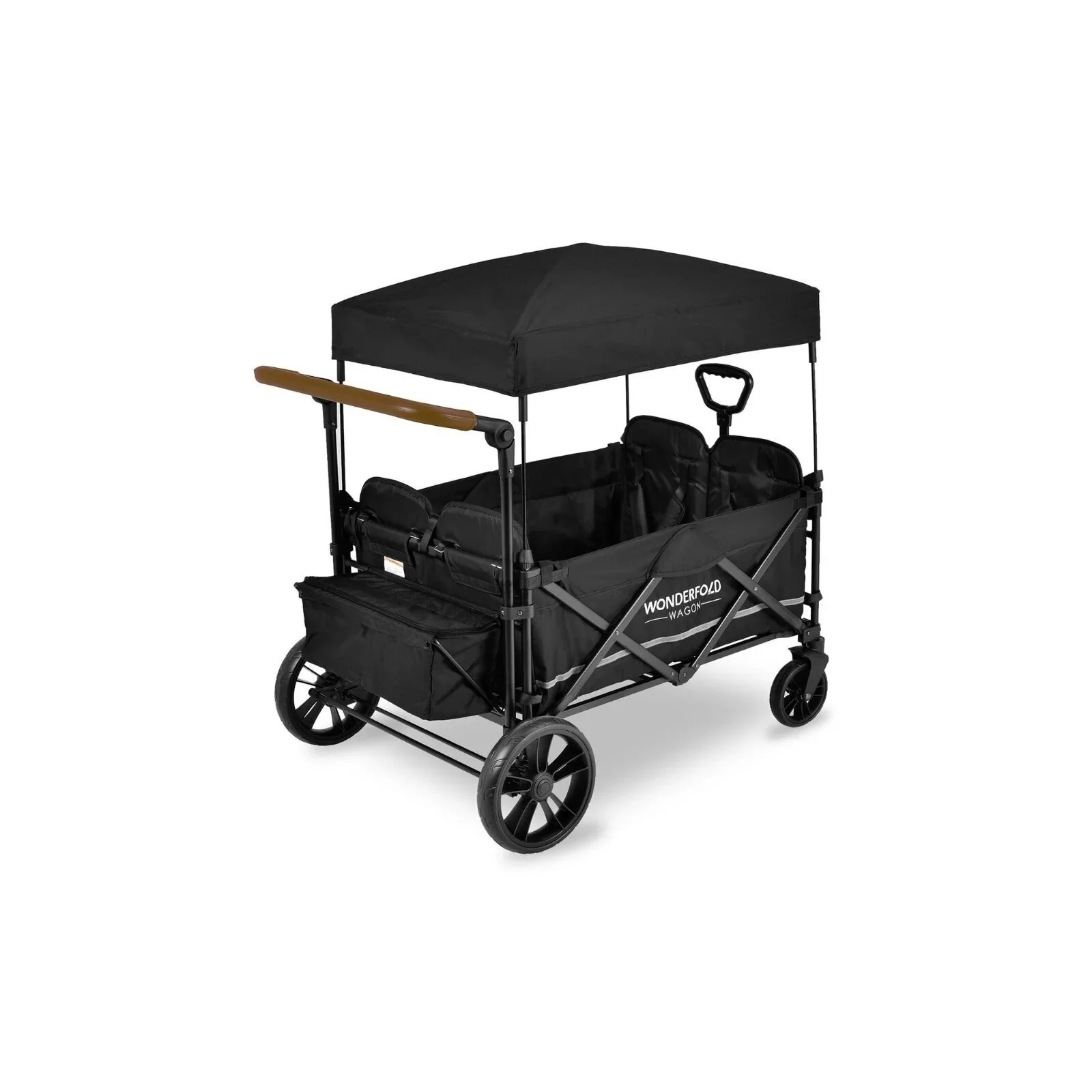 Wonderfold X4R Push and Pull Quad Stroller Wagon - Black - Image 5
