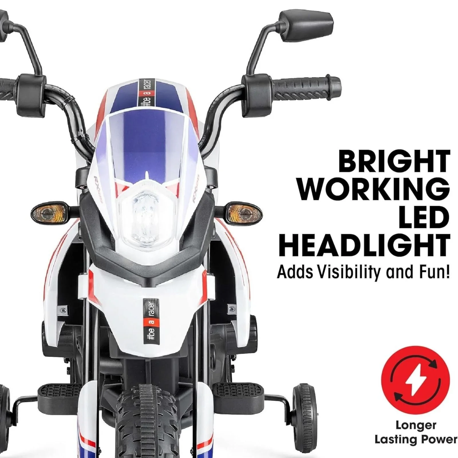 Xootz Aprilia 12V Electric Motorbike Ride On with Lithium Battery - White - Image 2