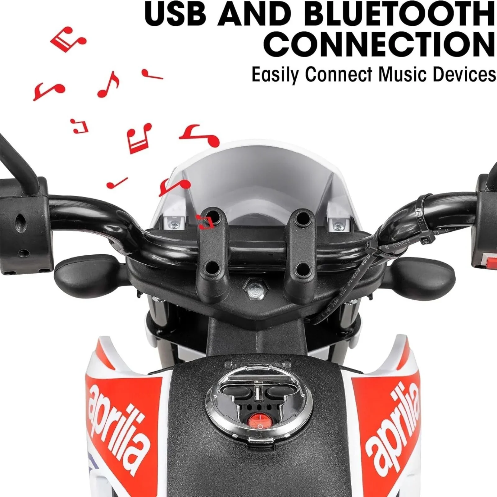 Xootz Aprilia 12V Electric Motorbike Ride On with Lithium Battery - White - Image 5