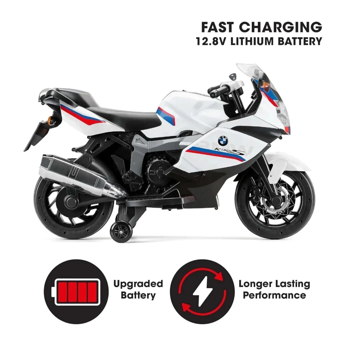 Xootz BMW 12.8V Electric Motorbike Ride On with Lithium Battery - White - Image 7