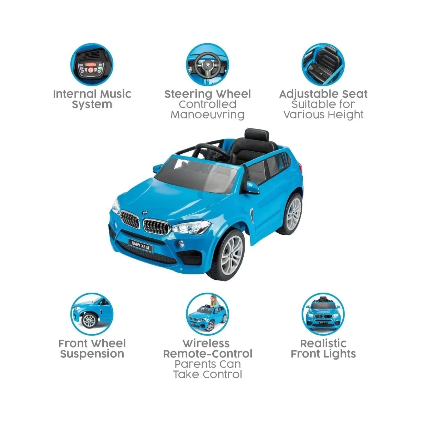 Xootz BMW X5 12V Electric Ride On with Lithium Battery - Blue - Image 7