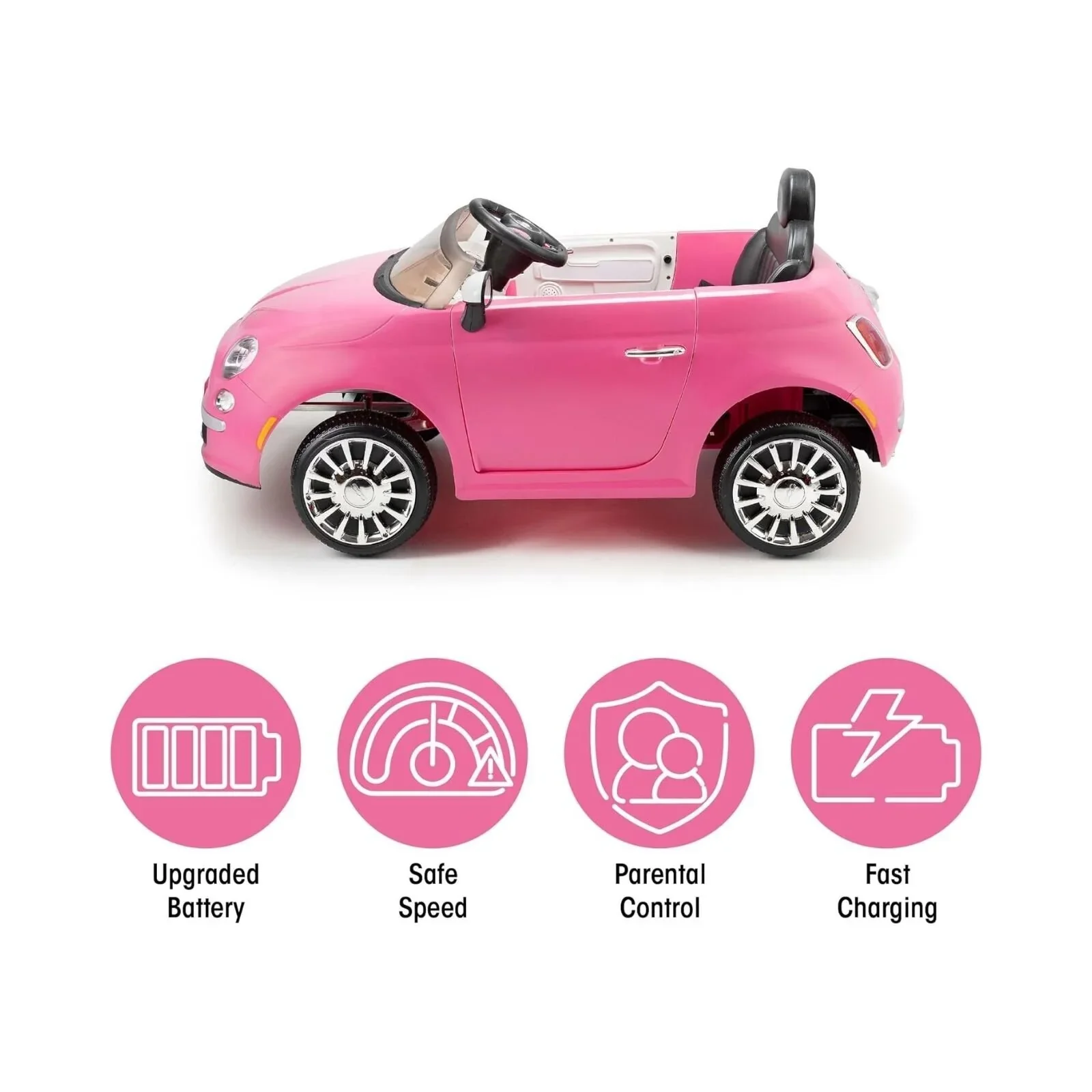 Xootz Fiat 500 12V Electric Ride On - Pink - Image 2