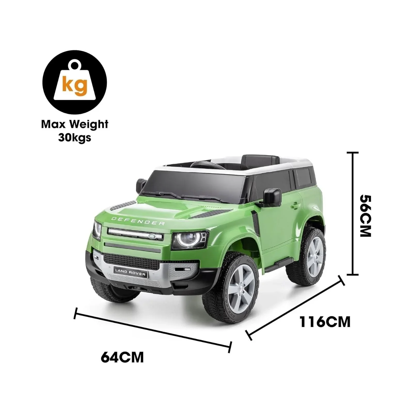 Xootz Land Rover Defender 12V Electric Ride On with Lithium Battery - Green - Image 6