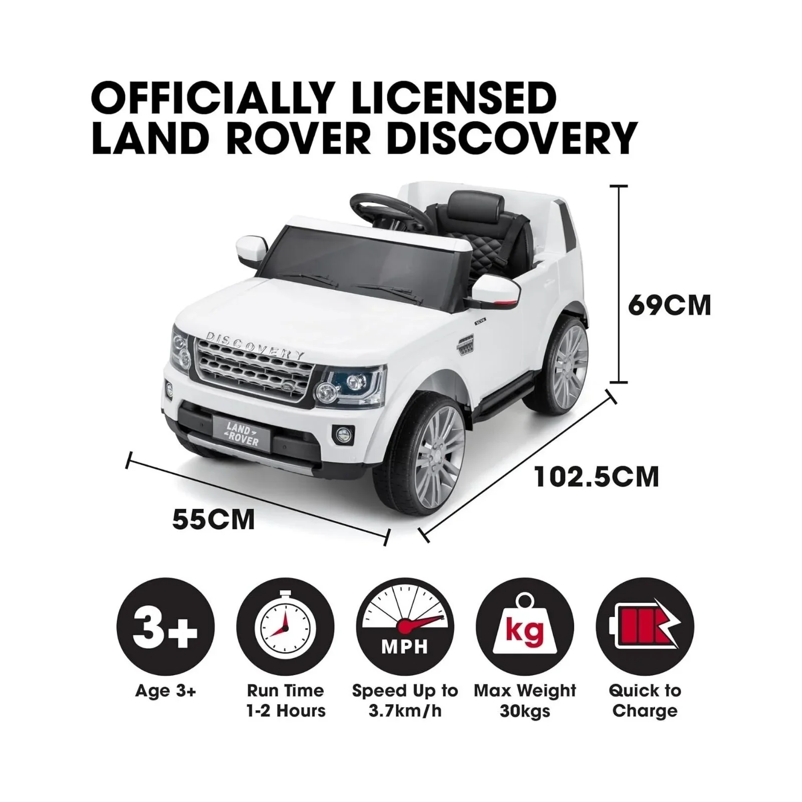 Xootz Land Rover Discovery 12V Ride On Lithium - White - Image 15