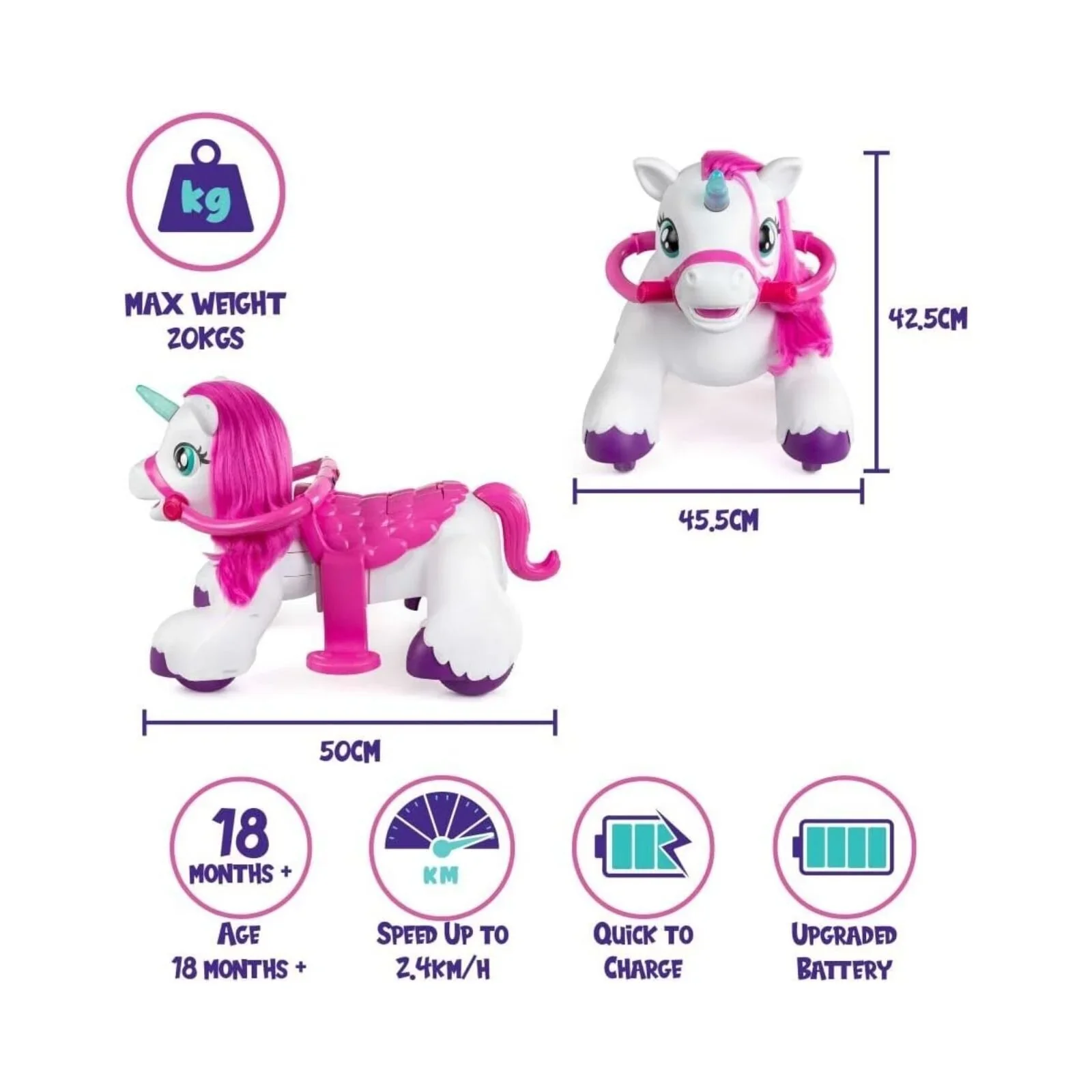 Xootz Magical Unicorn 6V Electric Ride On - White - Image 10