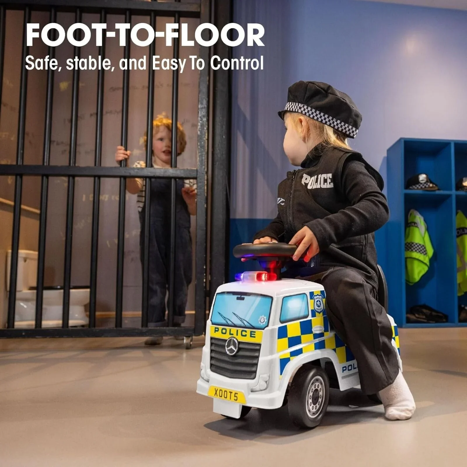 Xootz Mercedes-Benz Police Foot-to-Floor Ride On - White - Image 8