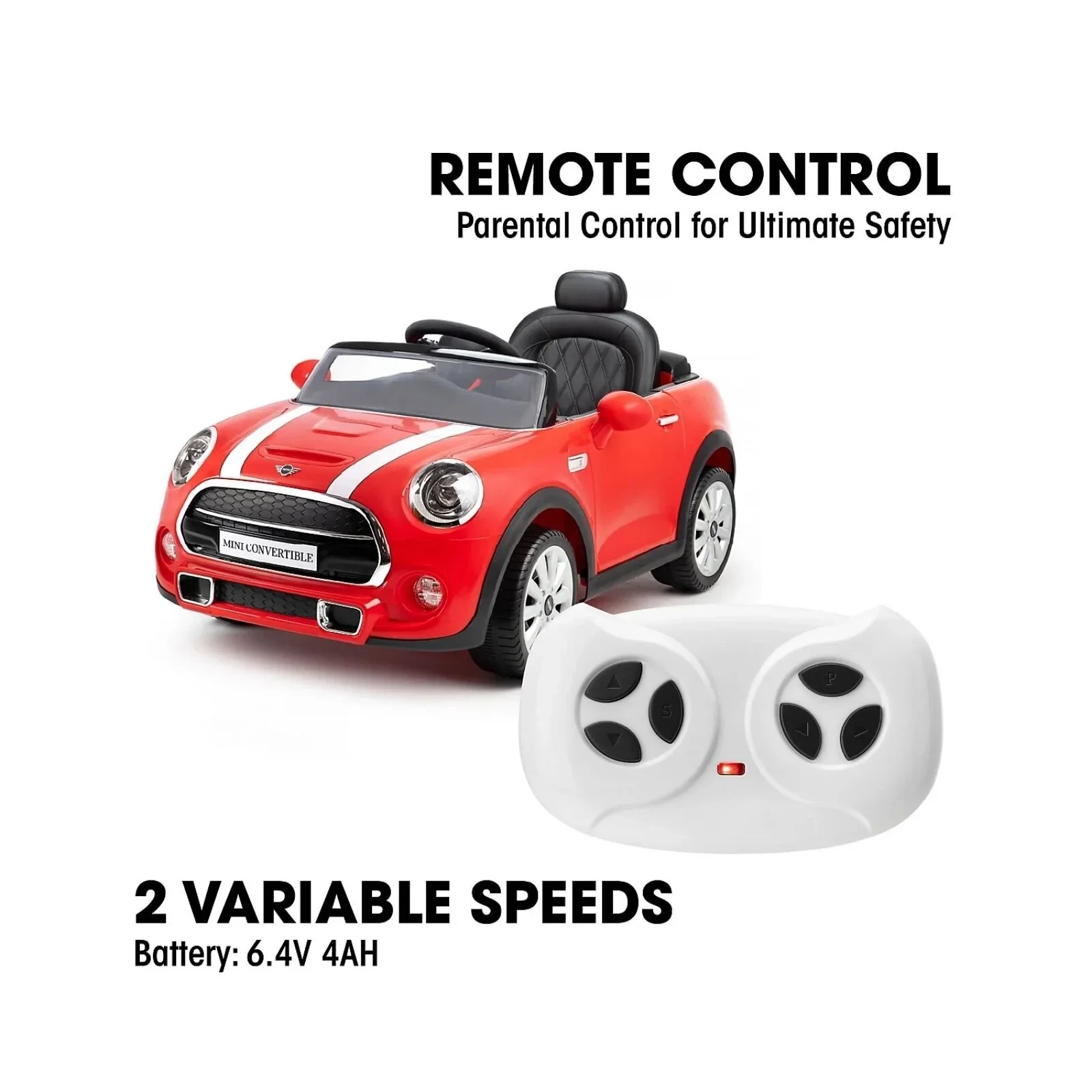 Xootz Mini Cooper Convertible 12V Electric Ride On - Red - Image 3