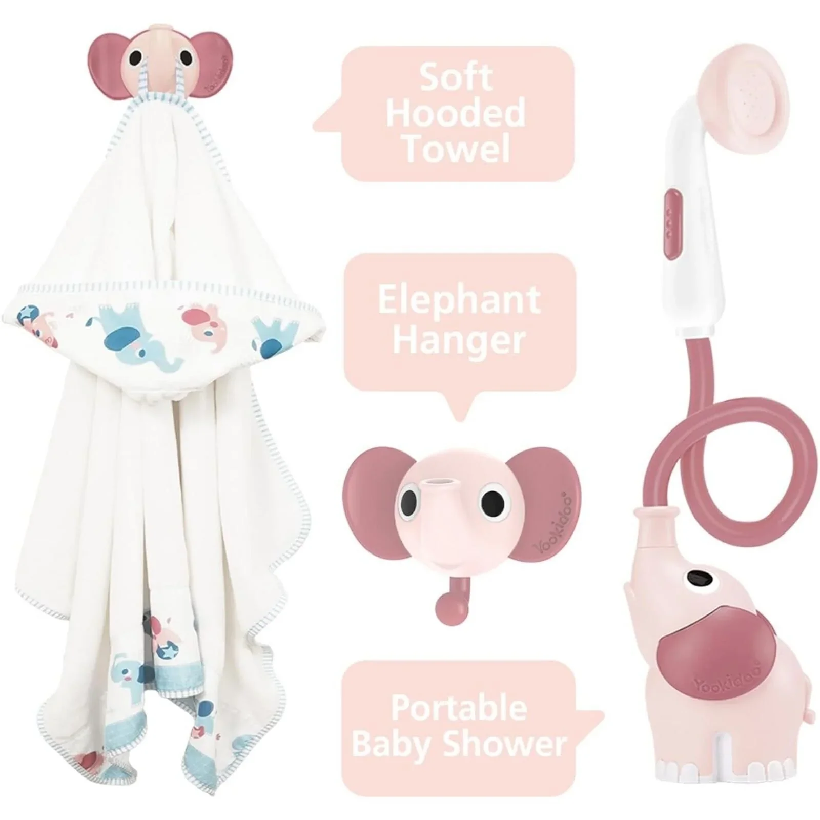 Yookidoo Baby Shower Gift Set Elephant - Blush Pink - Image 3