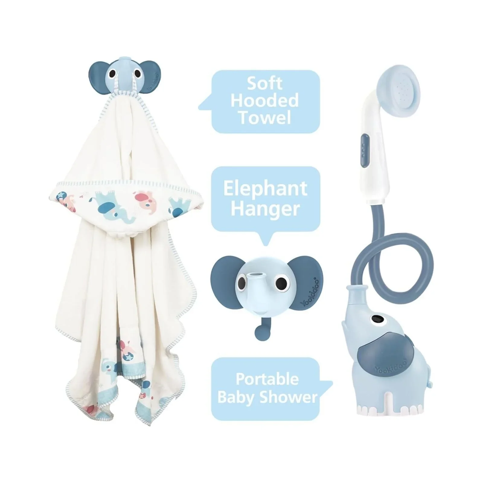Yookidoo Baby Shower Gift Set Elephant - Cloudy Blue - Image 3