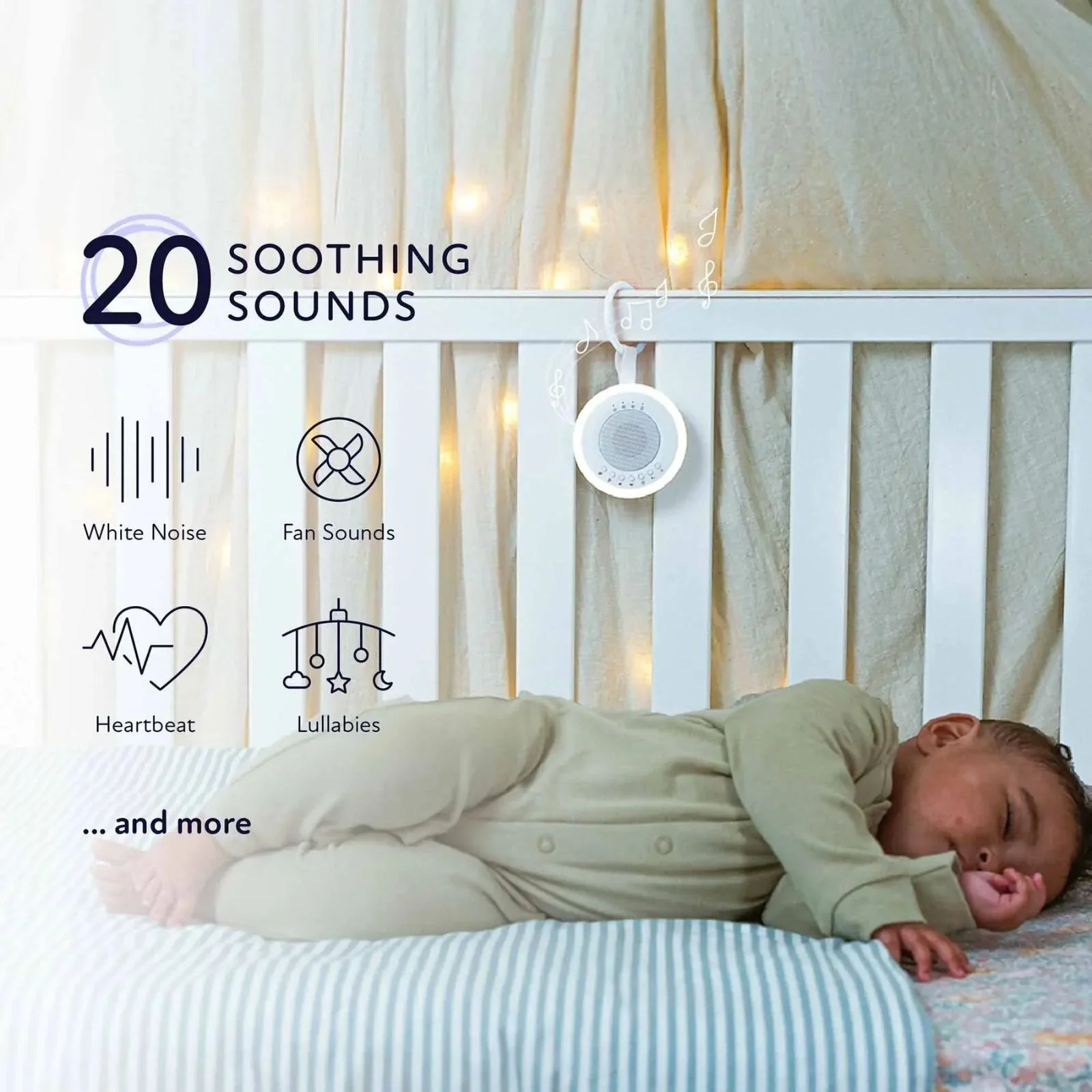 Zello Portable White Noise Machine & Nightlight Baby Sleep Aid - Image 4